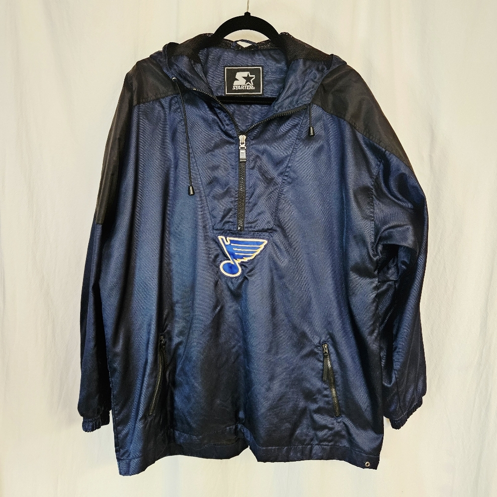 Vintage St. Louis Blues STARTER Pullover Jacket Windbreaker Mens Size M NICE!
